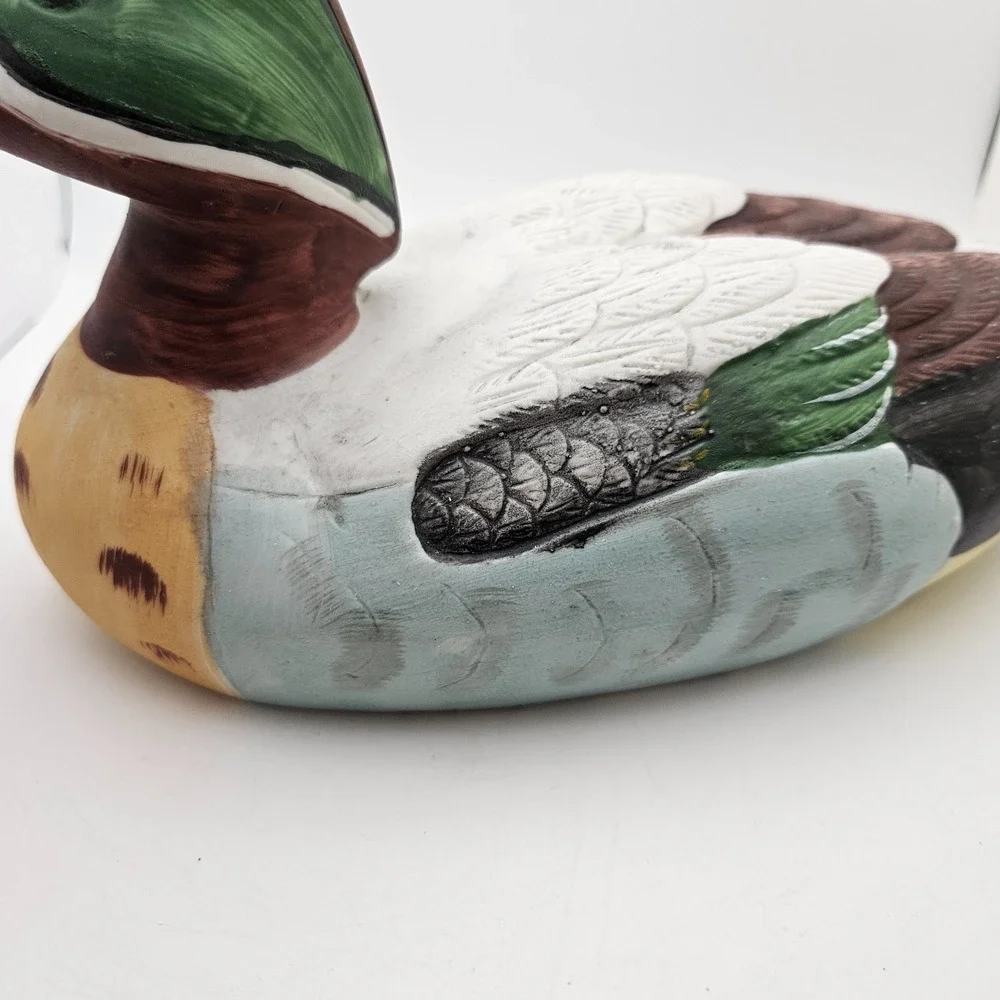 Vintage Crown Hand Painted Mallard Duck Figurine Statue Ceramic Decoy